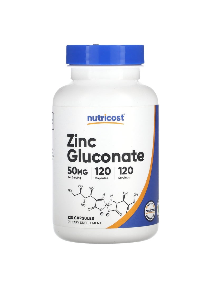 Nutricost Zinc Gluconate, 50 mg, 120 Capsules