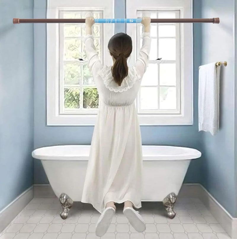 Home-Cloud HomeCloud Expandable Shower Curtain Rod, Extendable Room Divider without Drilling, Adjustable Shower Rod, Sturdy & Rust Resistant Rod (Brown Pack Of 1, Extendable- 70 to 120 Cm) - Image 2