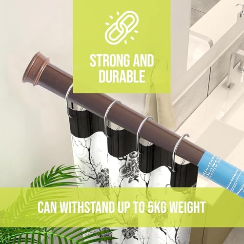 Home-Cloud HomeCloud Expandable Shower Curtain Rod, Extendable Room Divider without Drilling, Adjustable Shower Rod, Sturdy & Rust Resistant Rod (Brown Pack Of 1, Extendable- 70 to 120 Cm) - Image 5