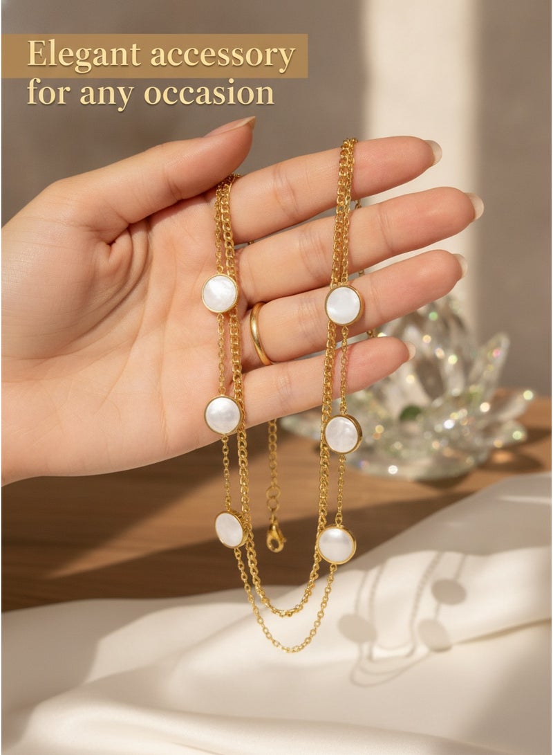 White Fritillaria Round Five Series Double Layer Bracelet - Image 2