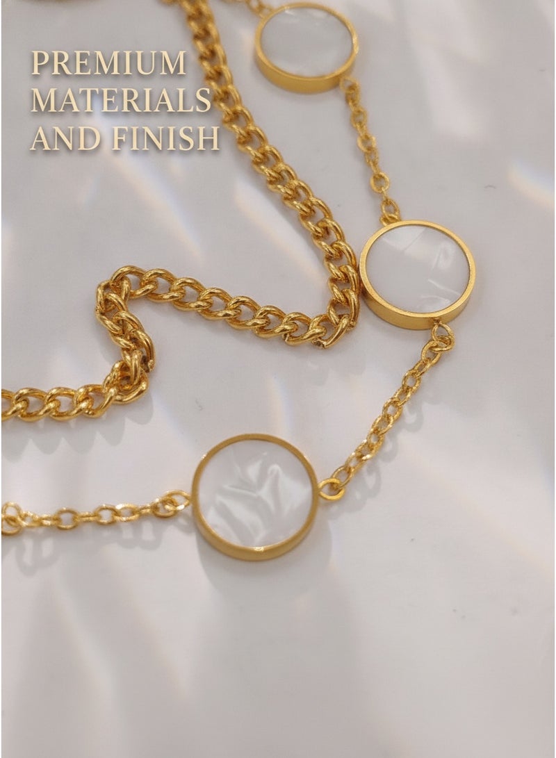 White Fritillaria Round Five Series Double Layer Bracelet - Image 5
