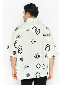 Jack Jones Men Regular Fit Allover Print Short Sleeves Casual Shirt, Off White  - Image 4