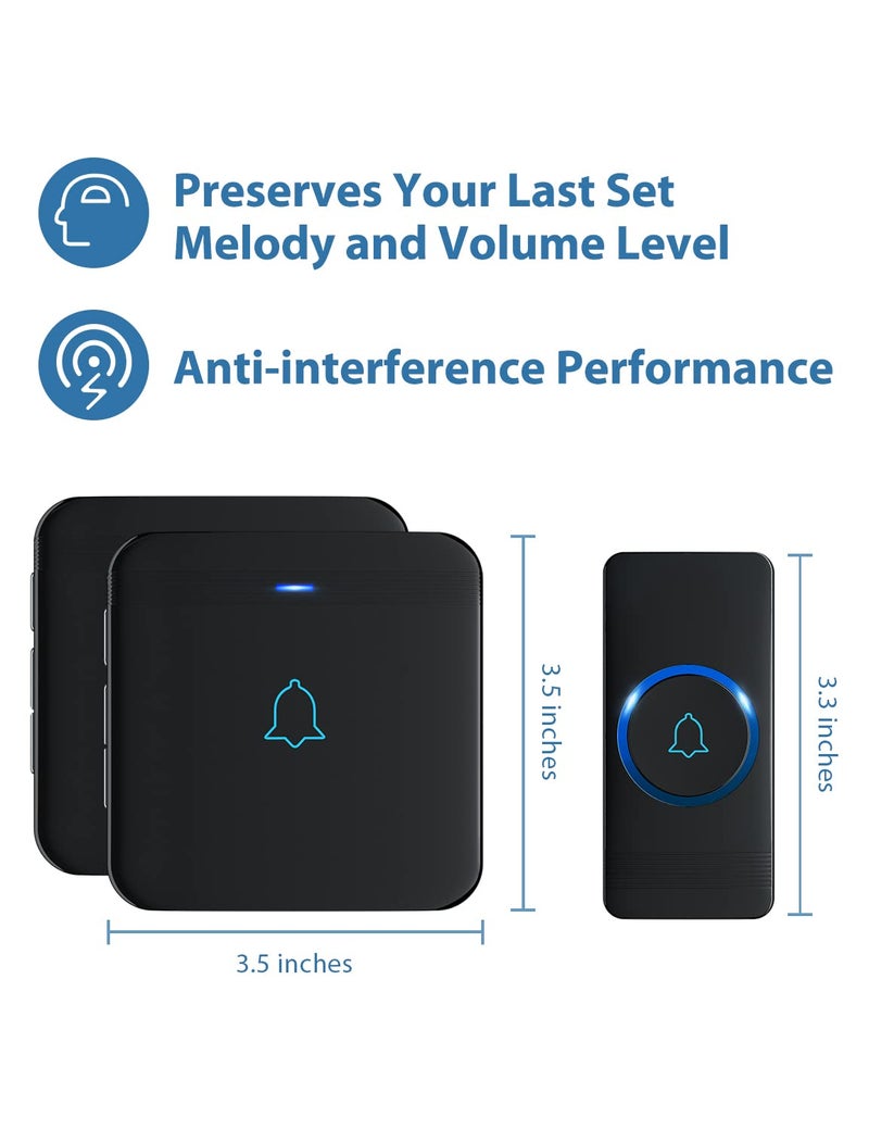 AVANTEK جرس باب لاسلكي AVANTEK، مجموعة جرس باب D-3B مقاومة للماء تعمل على مسافة تزيد عن 1300 قدم مع 2 مستقبلات قابلة للتوصيل، 52 لحن، جودة صوت CD وفلاش LED - Image 5