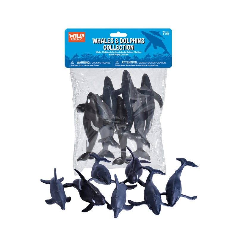 Wild Republic 83783 Polybag Whales and Dolphins, Humpback Whale, Orca, Dolphins, Kids Gifts, 7 - Pieces - Image 1