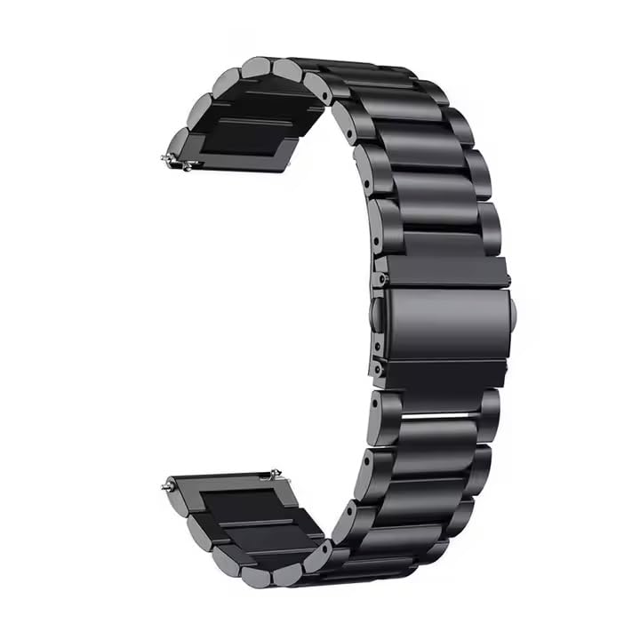 GUOi® 20MM Smartwatch Strap Ultra Luxury Stainless Steel Metal Chain Strap Compatible for Noise X-Fit 1 Evolve 2 Colorfit Brio Qube/Oxy Realme Dizo Watch 2-Black - Image 4