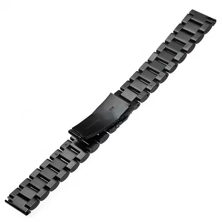 GUOi® 20MM Smartwatch Strap Ultra Luxury Stainless Steel Metal Chain Strap Compatible for Noise X-Fit 1 Evolve 2 Colorfit Brio Qube/Oxy Realme Dizo Watch 2-Black - Image 2