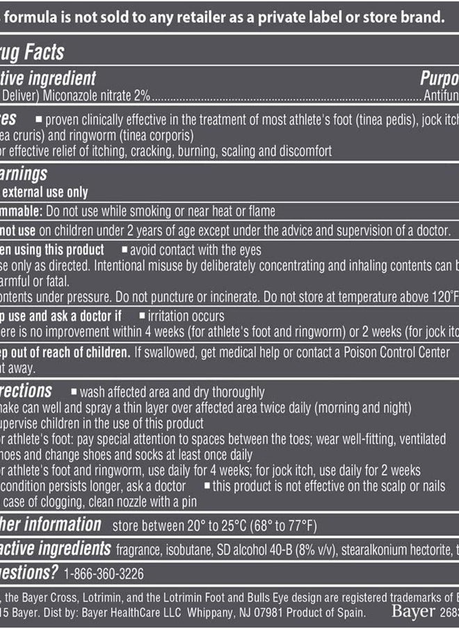 Lotrimin Athlete's Foot Deodorant Antifungal Powder Spray, Miconazole Nitrate 2%, Clinically Proven Effective Antifungal Treatment of Most AF, Jock Itch & Ringworm, 4.6 Ounce (Pack of 3)  - Image 4
