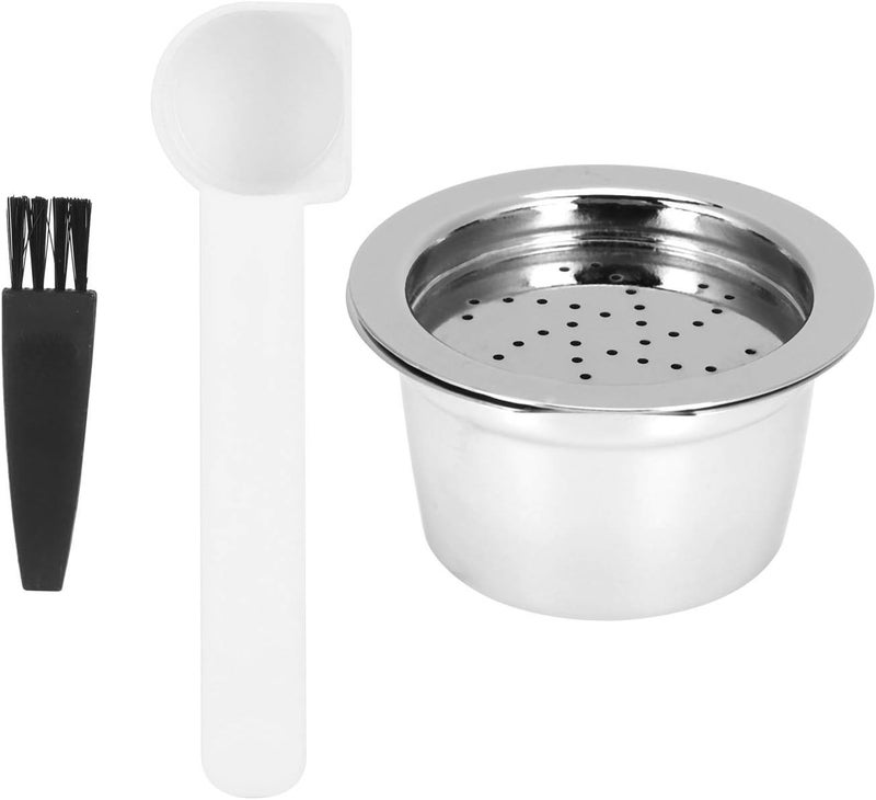 Reusable Coffee Capsule Filter Cup, Stainless Steel Refillable Coffee Capsule with Spoon and Brush, Compatible with K fee Coffee Machines, Durable 304 Stainless Steel for - Image 1