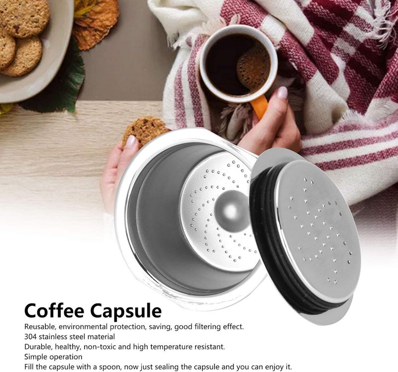 Reusable Coffee Capsule Filter Cup, Stainless Steel Refillable Coffee Capsule with Spoon and Brush, Compatible with K fee Coffee Machines, Durable 304 Stainless Steel for - Image 4
