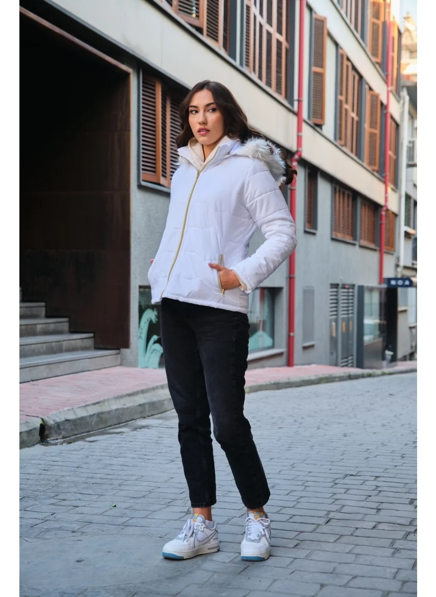 باربورا Daily Furry Puffer Women's Coat 807WHITE4