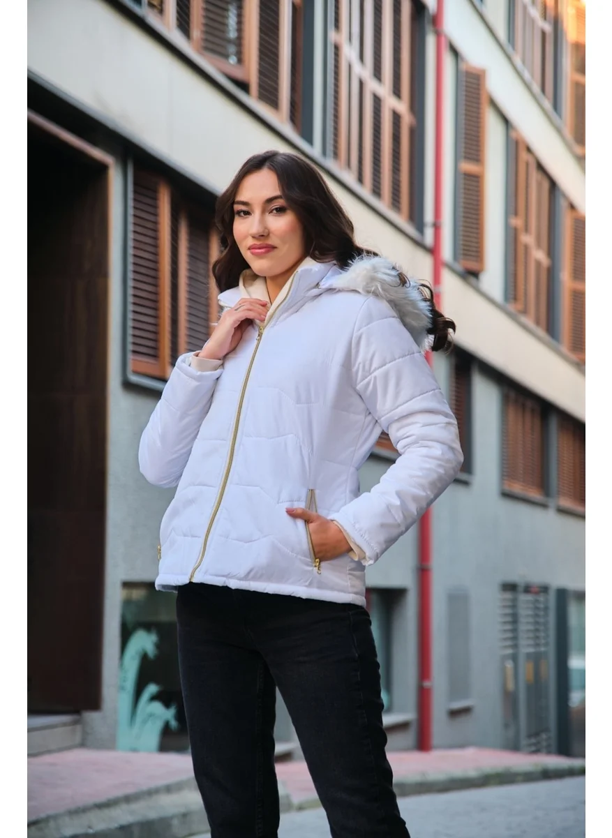 باربورا Daily Furry Puffer Women's Coat 807WHITE4