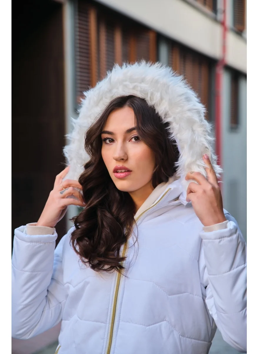 باربورا Daily Furry Puffer Women's Coat 807WHITE4