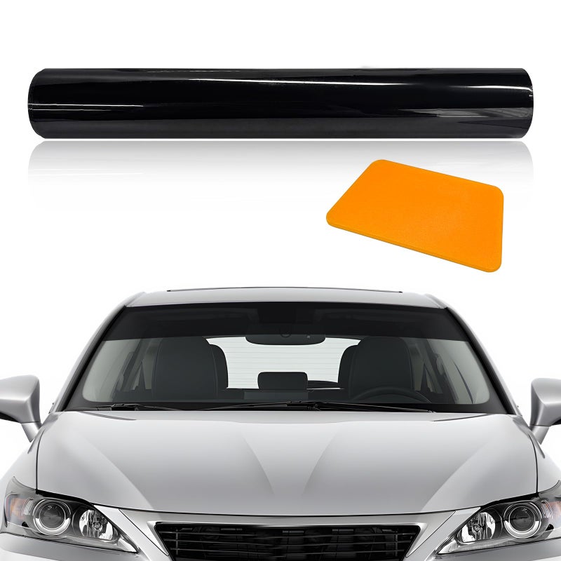 YTFRL Windshield Tint Strip, 51.18"Ã—7.87" Car Window Sun Visor Tints Film With Scraper, Universal Front Windscreen Heat Control Tint Strip Styling Decoration for Car Truck SUV RV - Image 1