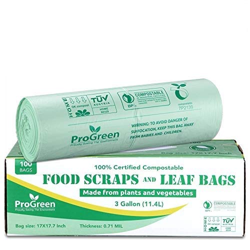 ProGreen Compostable Trash Bags 3 Gallon, Extra Thick 0.71 Mil, 100 Count, Small Kitchen Compost Bin Bags, Food Scraps Yard Waste Bags, Compost ASTM D6400 BPI and TÜV AUSTRIA Certified - Image 5