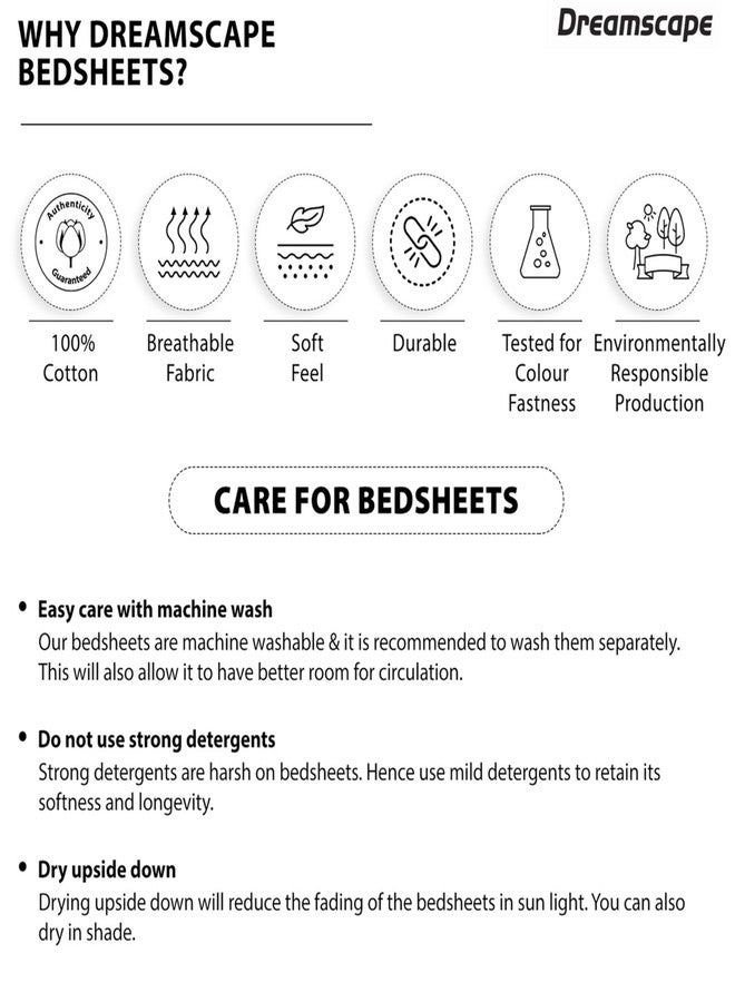 Dreamscape 100% Cotton King Fitted Bedsheet with 2 Pillow Covers | 140 TC Ethnic Purple for King Bed (6ft X 6.5ft) - Image 5