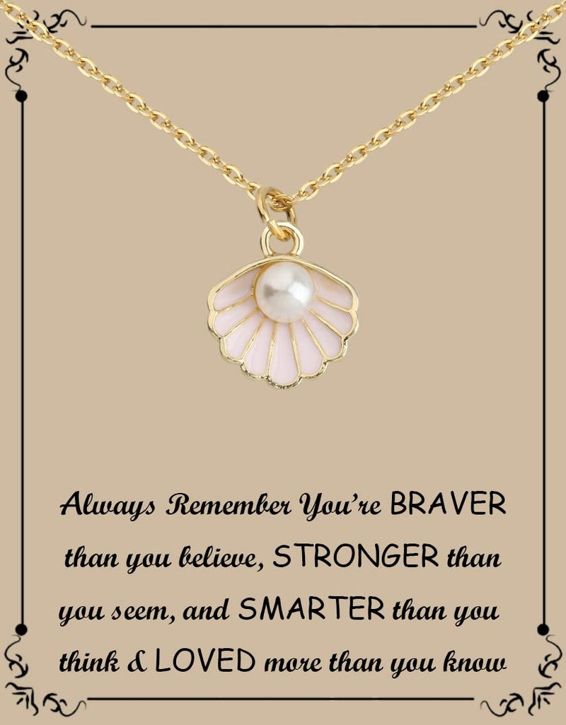 BNQL Seashell Pendant Necklace Beach Lover Gifts Scallop Necklace Enamel Blue Seashell Jewelry Gifts for Women - Image 1