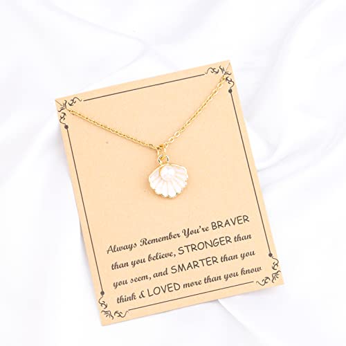 BNQL Seashell Pendant Necklace Beach Lover Gifts Scallop Necklace Enamel Blue Seashell Jewelry Gifts for Women - Image 4