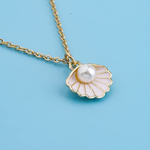BNQL Seashell Pendant Necklace Beach Lover Gifts Scallop Necklace Enamel Blue Seashell Jewelry Gifts for Women - Image 5