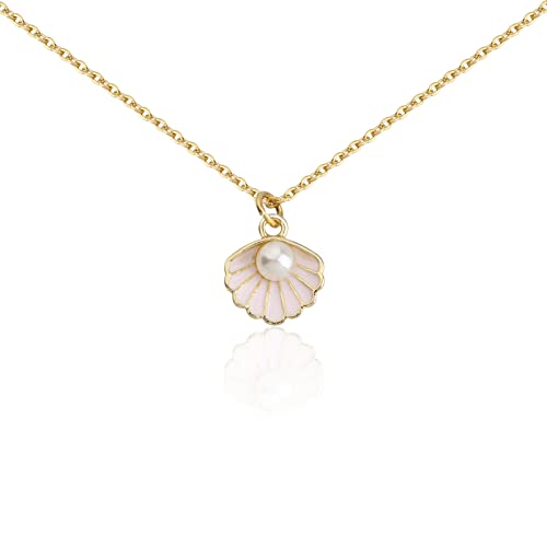 BNQL Seashell Pendant Necklace Beach Lover Gifts Scallop Necklace Enamel Blue Seashell Jewelry Gifts for Women - Image 2