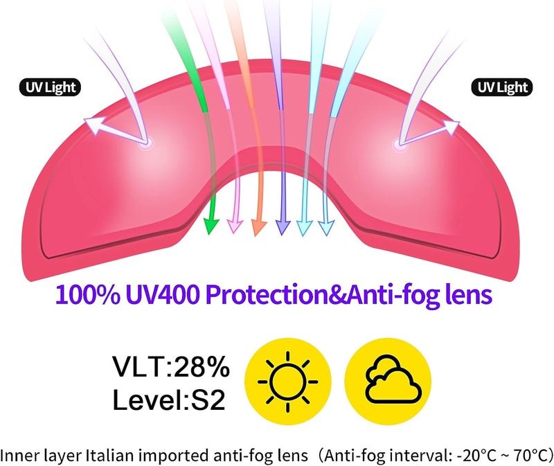 Supertrip Snow Ski Goggles Anti-Fog 100% UV Protection Snowboard Skiing Goggles - Image 2