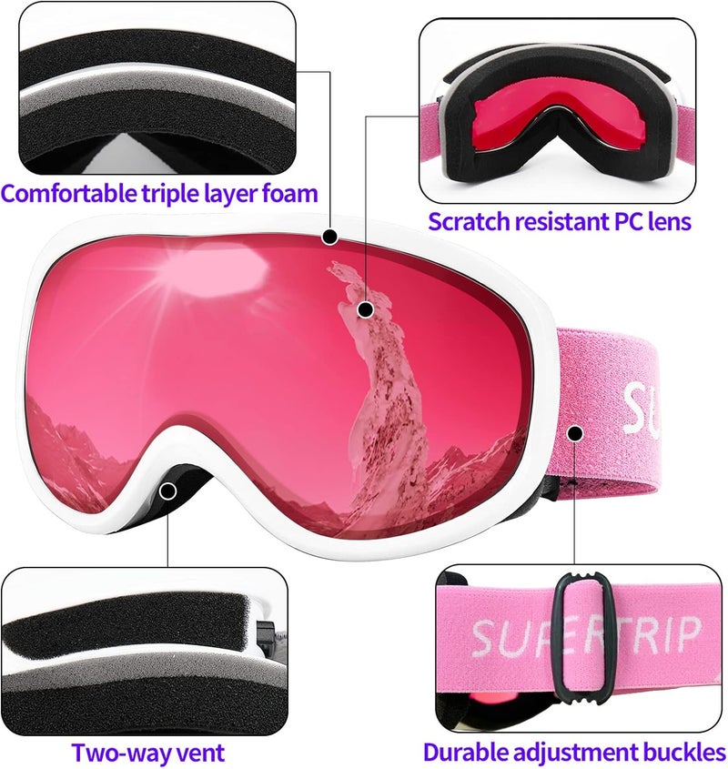 Supertrip Snow Ski Goggles Anti-Fog 100% UV Protection Snowboard Skiing Goggles - Image 4