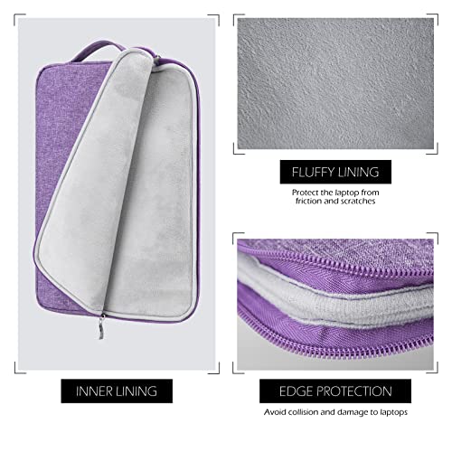 MicaYoung 15 Inch Laptop Sleeve Case Carrying Bag Compatible with MacBook Air 15 inch M4 M3 M2/Pro 15 A1707 A1990, Waterproof Chromebook Cover Computer Zipper Pouch with Handle Pocket, Purple - Image 2