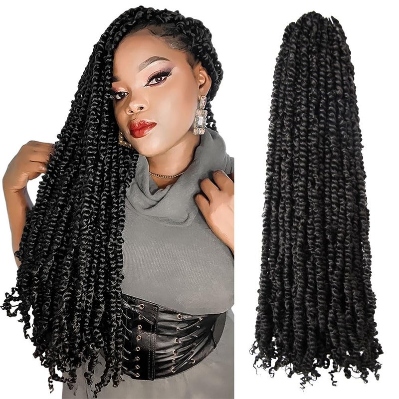 BOHOBABE Pretwisted Passion Twist Crochet Hair 20 Inch Long Prelooped Crochet Passion Twist Braiding Hair 8 Packs Soft Bohemian Twists 1B
