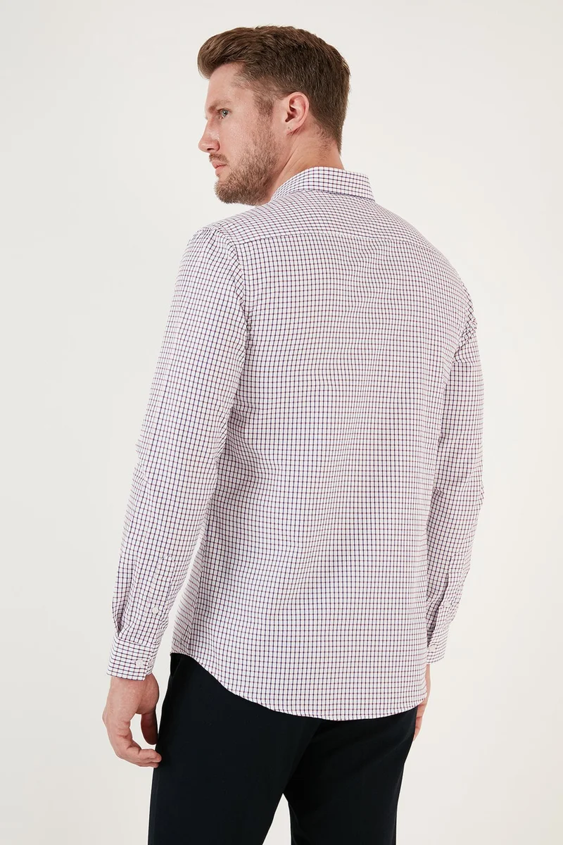 بوراتي Patterned Cotton Blend Button Collar Long Sleeve Slim Fit Shirt Men's Shirt CF23S7496