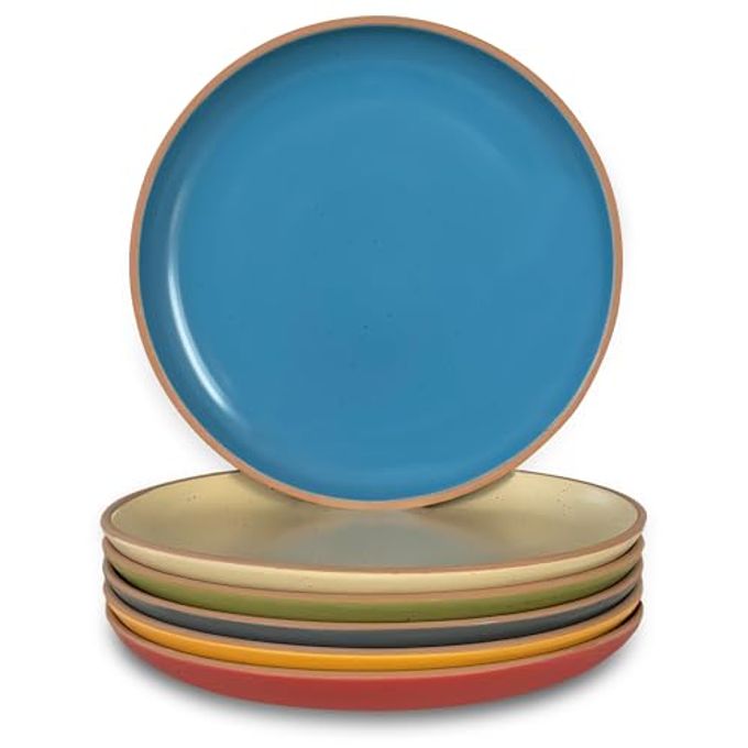 Mora Ceramic Artisan Matte Plates Set, 7.8 in - Set of 6 - The Dessert, Salad, Appetizer, Small Dinner etc Plate. Microwave, Oven, and Dishwasher Safe, Scratch Resistant. Kitchen Porcelain Dish