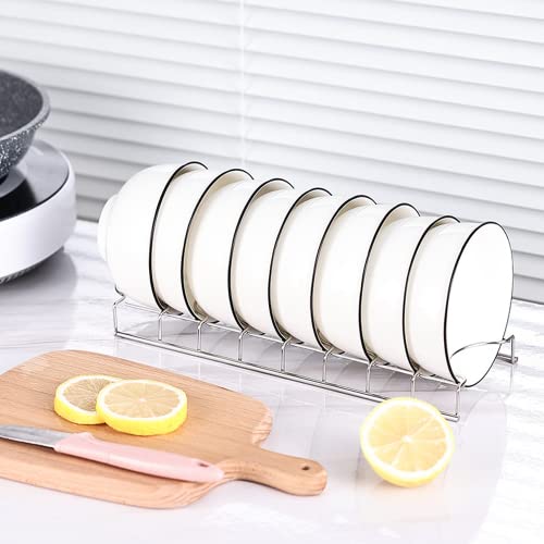 MINGFANITY Small Bowl Drainer,Stainless Steel Bowl Drying Rack for Kitchen Counter Organizer Storage, Storage Shelf, Chrome (2 Bowl Racks) - Image 2