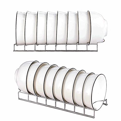MINGFANITY Small Bowl Drainer,Stainless Steel Bowl Drying Rack for Kitchen Counter Organizer Storage, Storage Shelf, Chrome (2 Bowl Racks) - Image 1