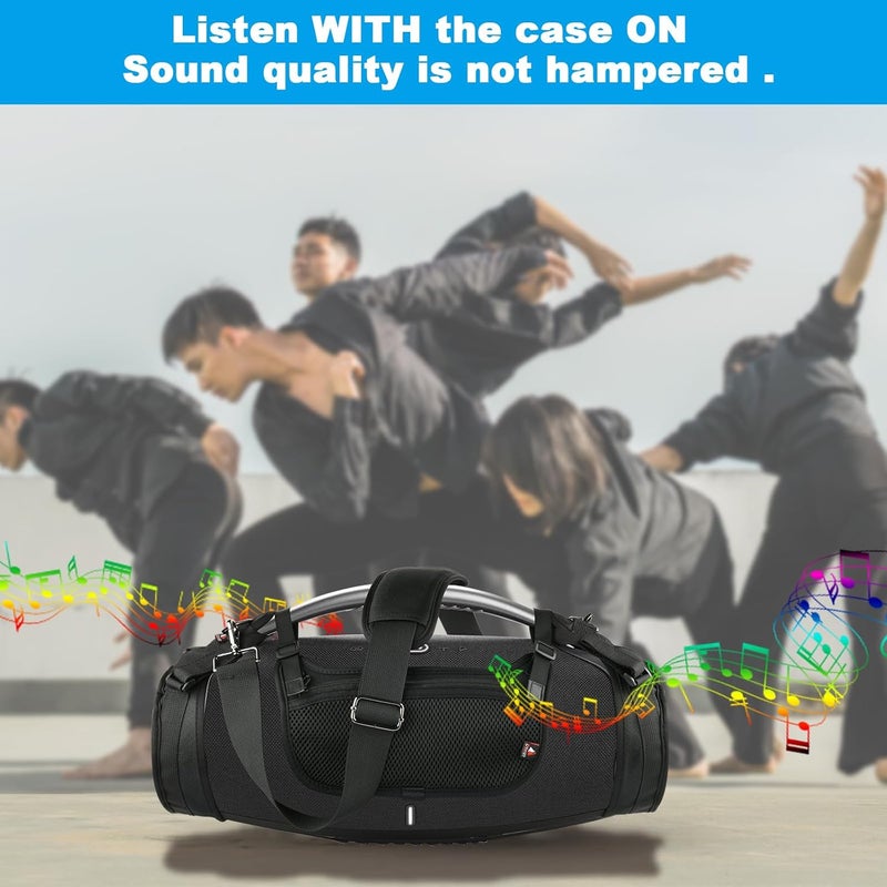TXesign Travel Strap for JBL Boombox, Waterproof Portable Bluetooth Speaker, Shoulder Strap with Two Side Covers, Travel Bag for JBL Boombox, Black, black, Compact - Image 3