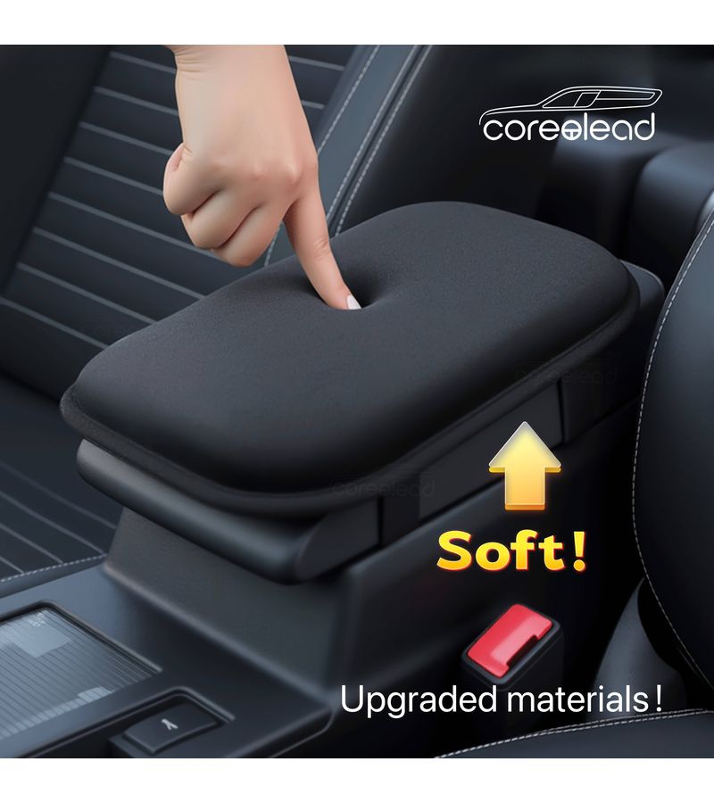 High End Black Thickened Car Armrest Cushion Relieves Fatigue Easy Install - Image 5