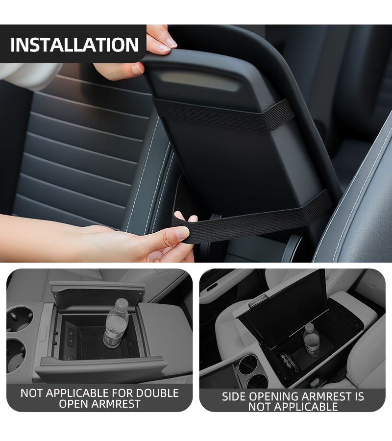 High End Black Thickened Car Armrest Cushion Relieves Fatigue Easy Install - Image 3