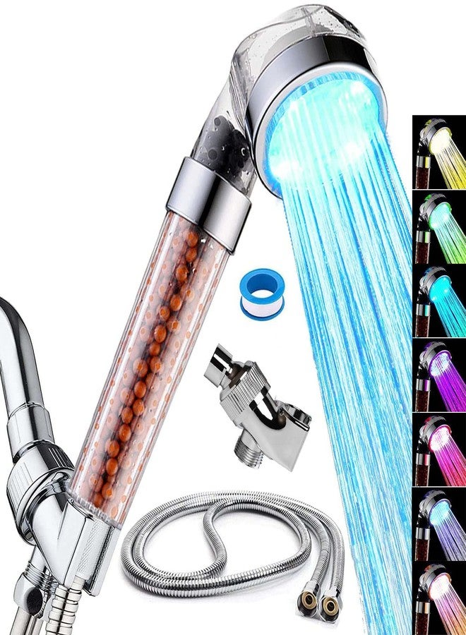 Vacto LED Handheld Shower Head Set with Filtration, Automatic 7-color Changing Shower Head Kit, High Pressure Handheld Shower Head with Hose and Bracket, Water Saving Showerheads with Filtration Beads - Image 1
