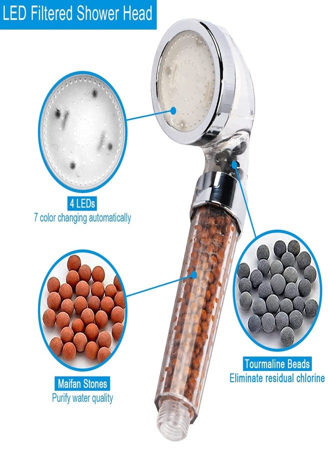Vacto LED Handheld Shower Head Set with Filtration, Automatic 7-color Changing Shower Head Kit, High Pressure Handheld Shower Head with Hose and Bracket, Water Saving Showerheads with Filtration Beads - Image 5