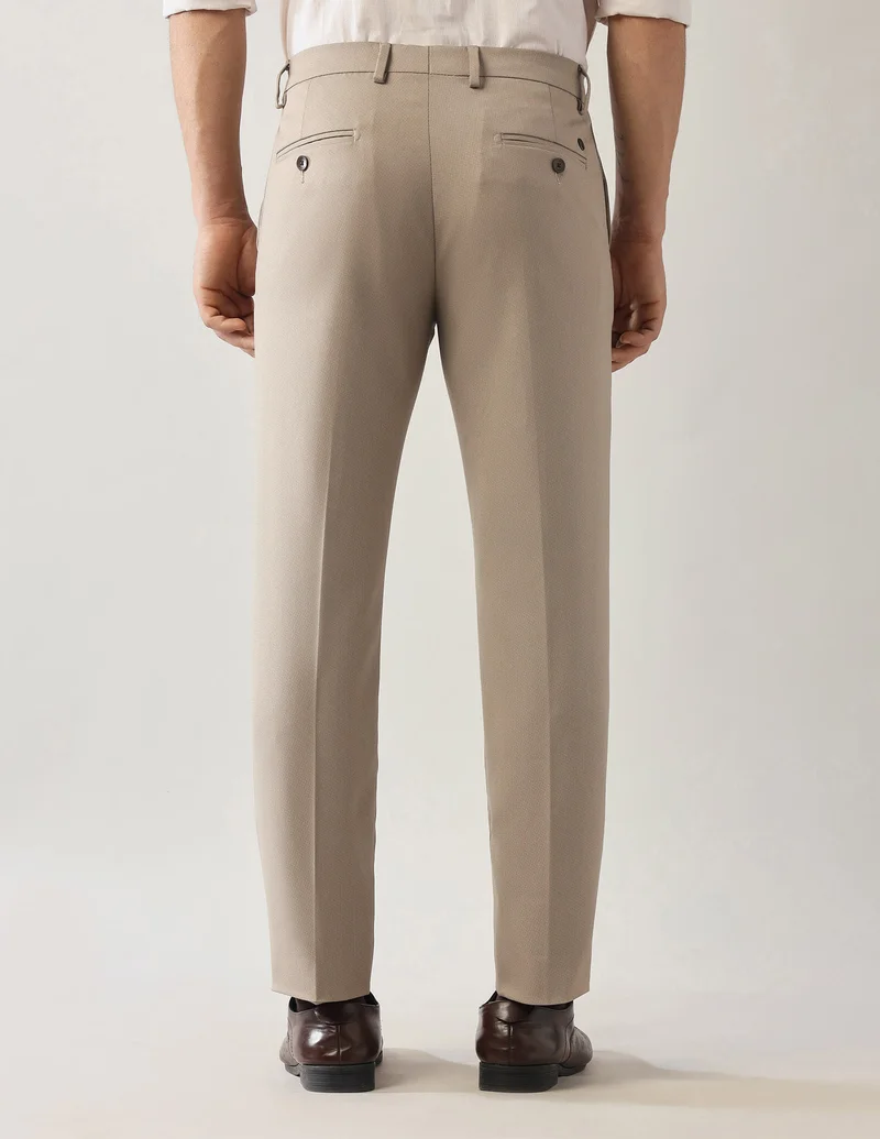 Arrow Dark Khaki Dobby Textured Autoflex Trousers for Men | Best Price UAE