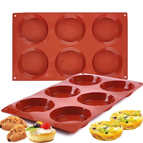 JOERSH 2-PK Silicone Egg Mold for Breakfast Sandwiches 3 Inch Round Muffin Top/Egg Pan, Oven Baking Silicone Molds for English Muffins, Whoopie Pies, Egg Patty Bites - Image 1