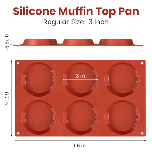 JOERSH 2-PK Silicone Egg Mold for Breakfast Sandwiches 3 Inch Round Muffin Top/Egg Pan, Oven Baking Silicone Molds for English Muffins, Whoopie Pies, Egg Patty Bites - Image 2