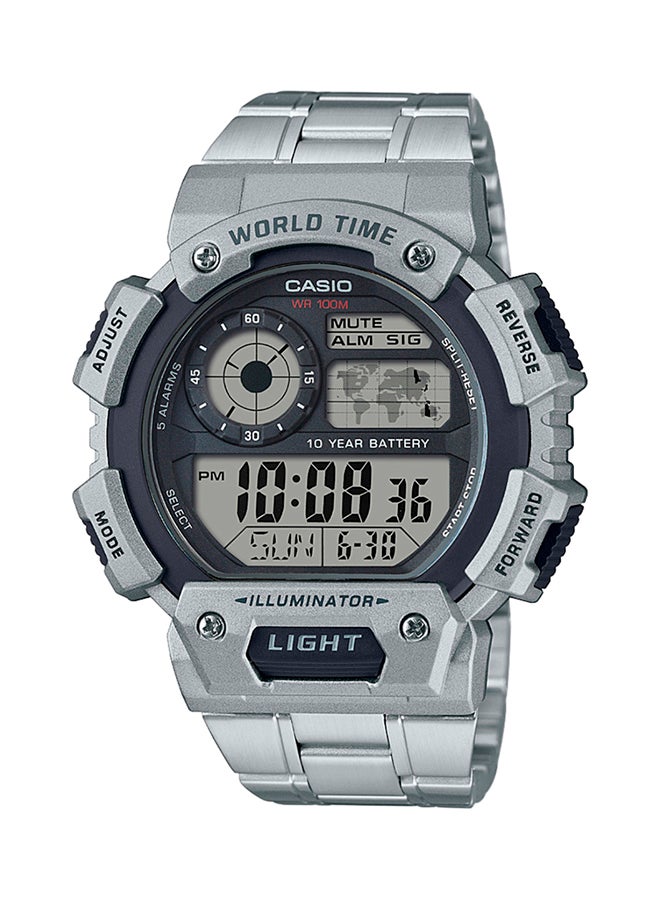 CASIO Men Illuminator Water Resistant Digital Watch AE-1400WHD-1AVEF - 51 mm - Silver - Image 1