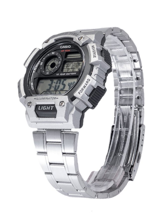 CASIO Men Illuminator Water Resistant Digital Watch AE-1400WHD-1AVEF - 51 mm - Silver - Image 5