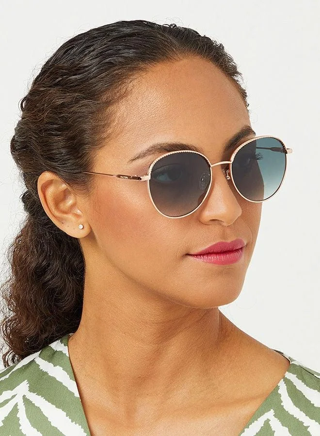 30Sundays 30Sundays FORGET-ME-NOT,Women Sunglasses, Round Sunglasses, UV Protection: UV400 (Rose Gold,Green)