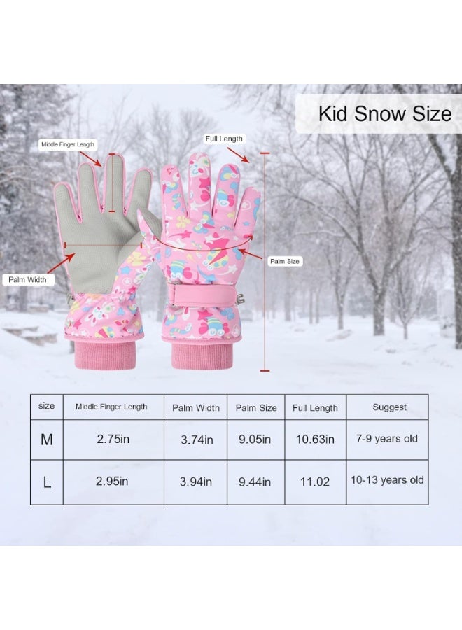 Ski Gloves for Kids, Waterproof Winter Gloves for Boys Girls, Insulated Youth Winter Gloves Age 7-9 Years Old, Warm Thick Ski Snowboard Gloves for Children Outdoor Sledding - Image 2
