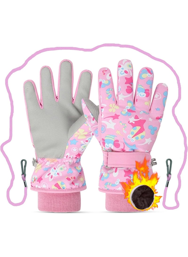 Ski Gloves for Kids, Waterproof Winter Gloves for Boys Girls, Insulated Youth Winter Gloves Age 7-9 Years Old, Warm Thick Ski Snowboard Gloves for Children Outdoor Sledding - Image 1