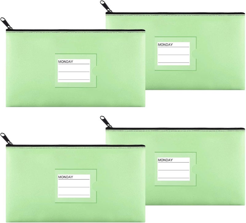 Sinzip 4 Pack Heavy Duty Leatherette Security Zipper Wallet, Clear Window, Coin Bag, Cash Bag, Tool Pouch, Assorted Colors (4 Pack Green) - Image 1