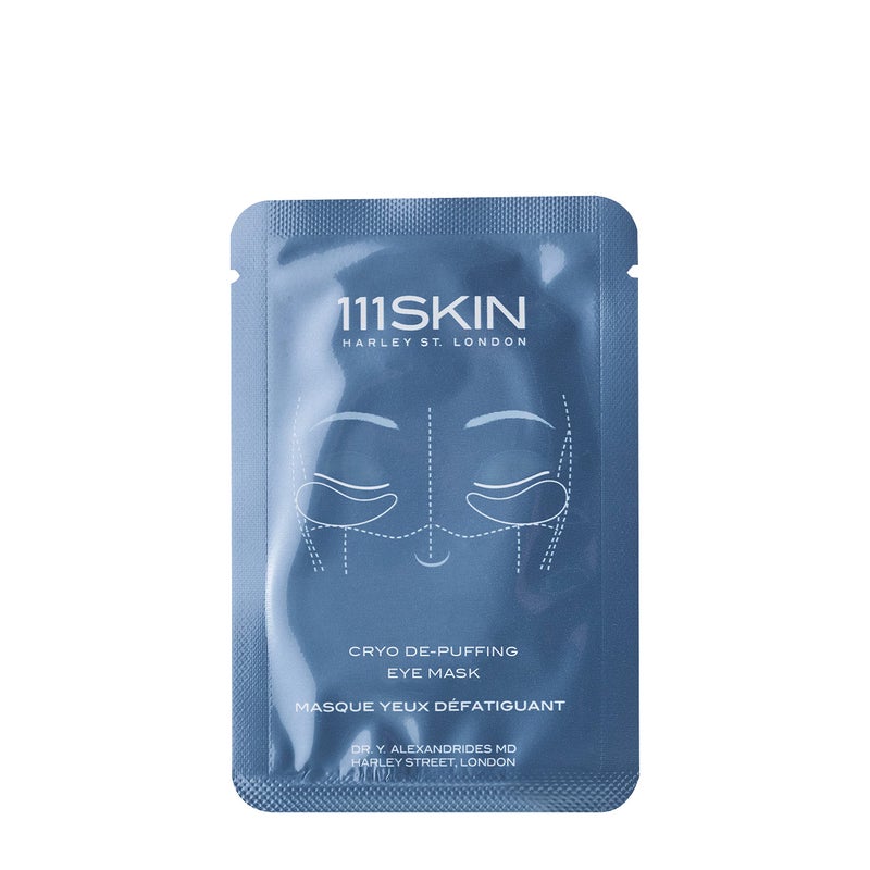 111SKIN قناع العين 111SKIN للتخلص من الانتفاخ، لاصقات مرطبة تحت العين للعيون المنتفخة والهالات السوداء مع مستخلص الطحالب، فيتامين E ومركب الببتيد، تركيبة مغذية للتجاعيد والانتفاخ، 8 أزواج، أزرق - Image 2