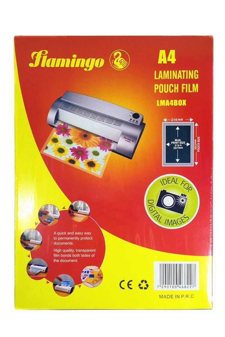 Flamingo كيس تغليف بحجم A4 125 ميكرون 210×297 مم 100 قطعة - Image 1