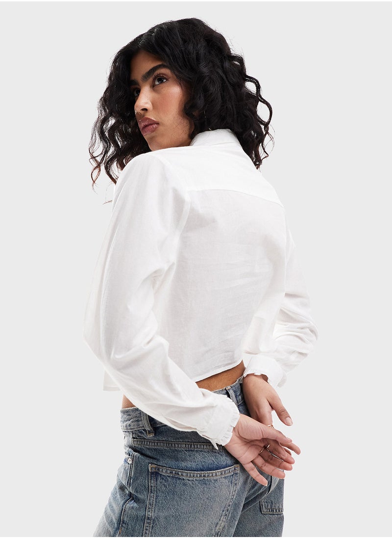 Miss Selfridge - Lace Detail Cropped Shirt - Image 1