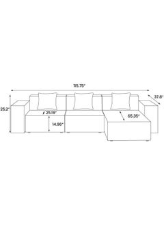 Poppins Home Modular L-Shaped Sofa with Chaise, Track Arms, and Deep Seating Comfort (Grey)  - Image 2