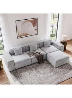 Poppins Home Modular L-Shaped Sofa with Chaise, Track Arms, and Deep Seating Comfort (Grey)  - Image 5